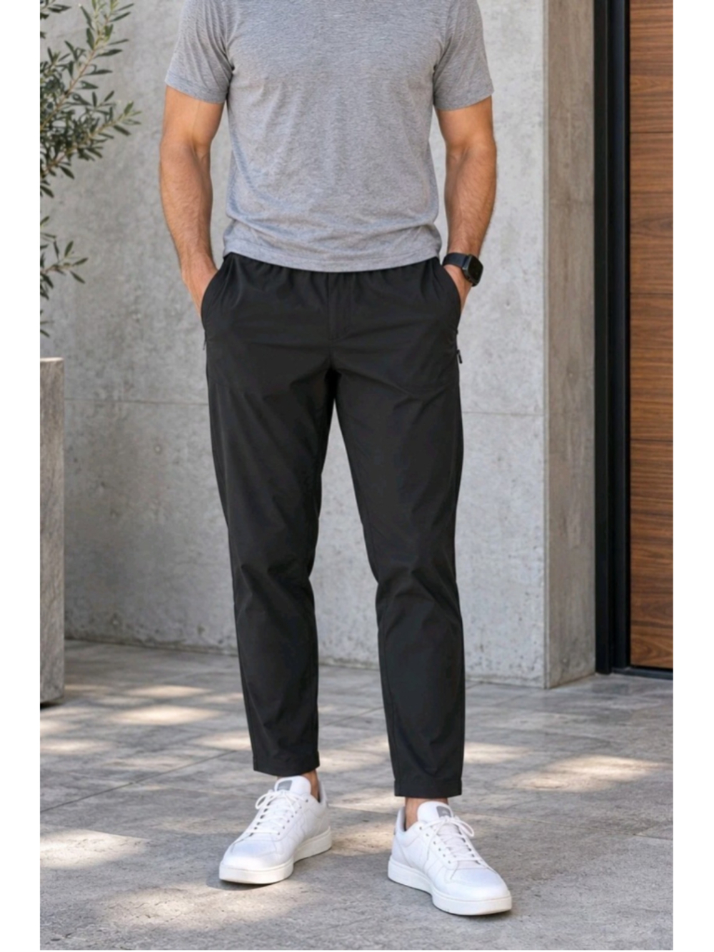 Vuori Mens Sz M Black Performance Pants Elastic Waist 26 Inseam VW404 Athleisure